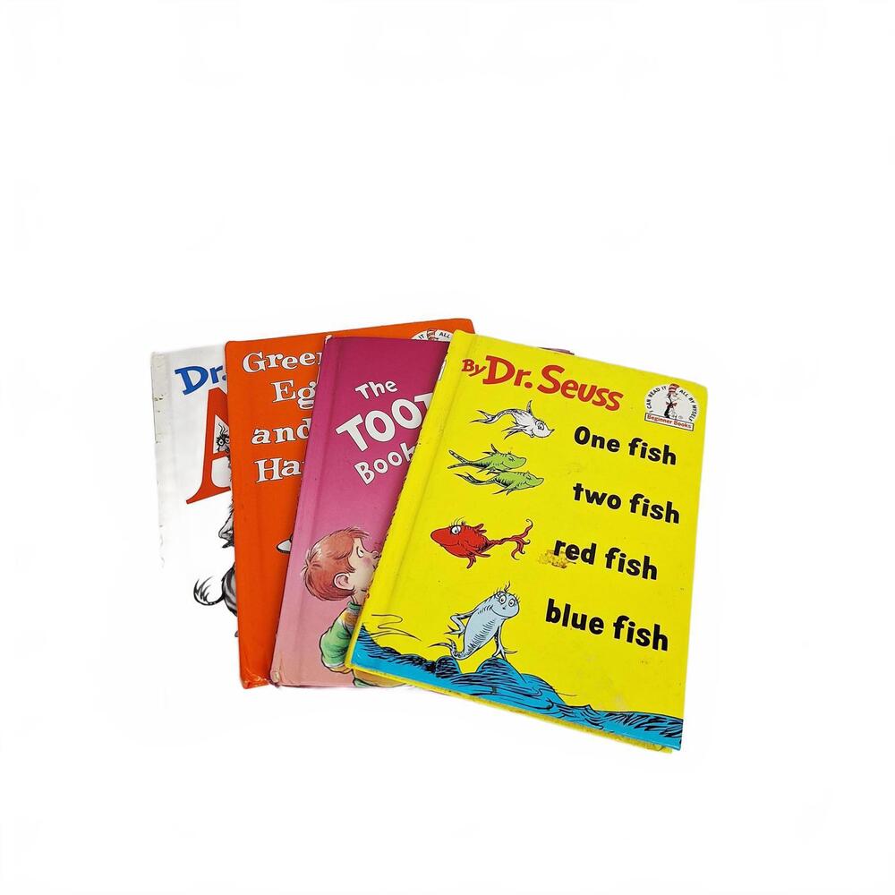 Dr.‎ Seuss Vintage Lot of 4 Books One Fish, The Tooth Book, Green Eggs,ABC